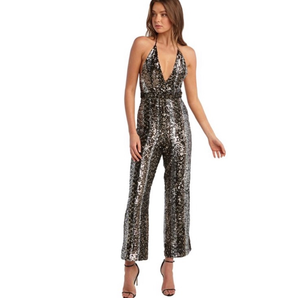 Disco Sequin Halter Neck Jumpsuit
